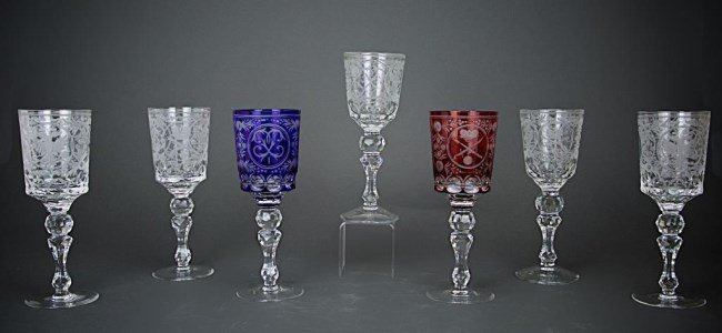 SET OF SEVEN RUSSIAN GLASS GOBLETS (1 of 1)
