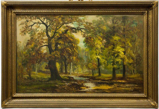 LARGE FRAMED LANDSCAPE OIL PAINTING (1 of 3)