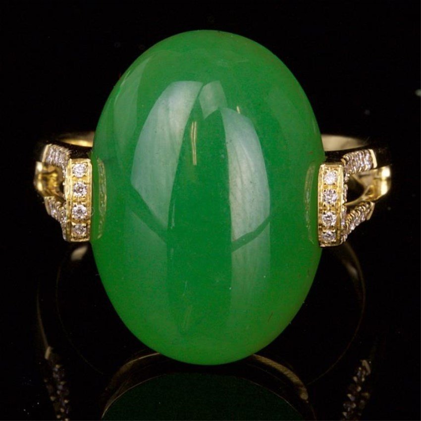 LOVELY LADY JADEITE JADE DIAMOND RING (1 of 3)