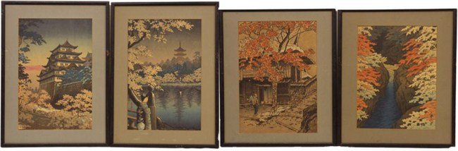 FOUR JAPANESE FRAMED WOODBLOCK PRINTS (1 of 4)