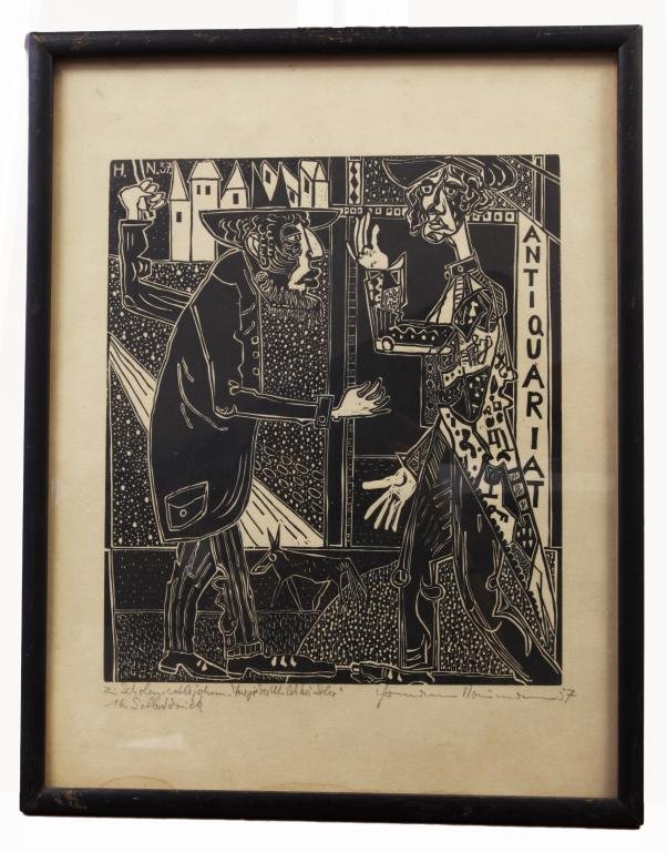 FRAMED WOODBLOCK PRINT (1 of 1)