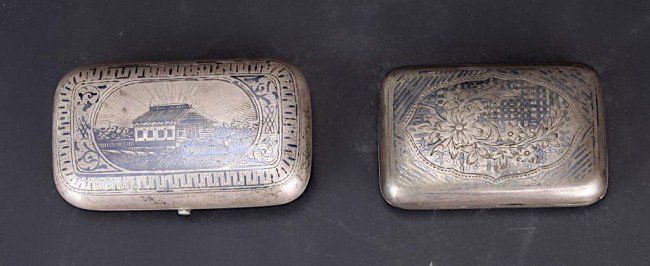 TWO RUSSIAN SILVER CIGARETTE CASES (1 of 1)