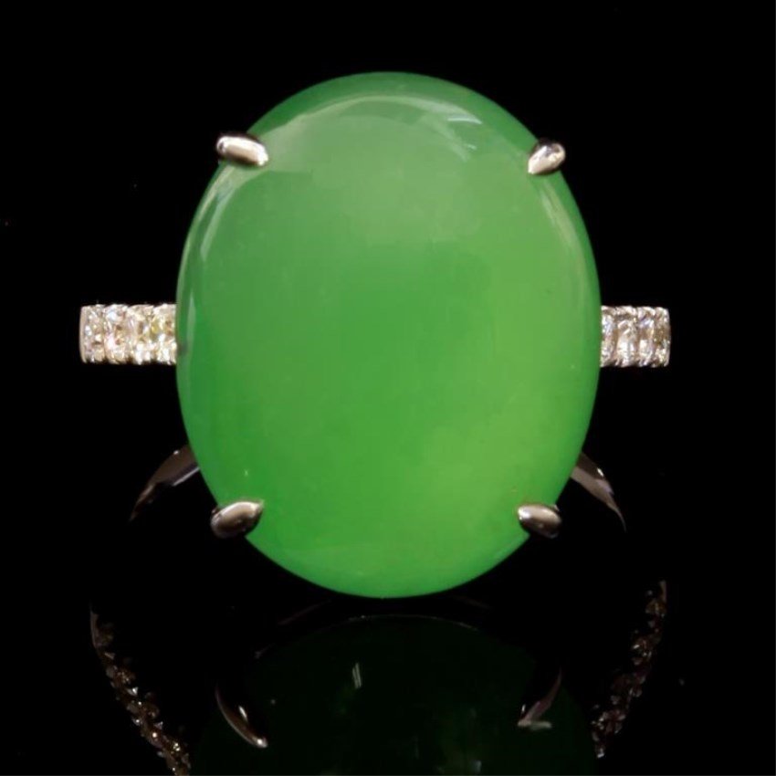 LOVELY LADY JADEITE JADE DIAMOND RING (1 of 2)