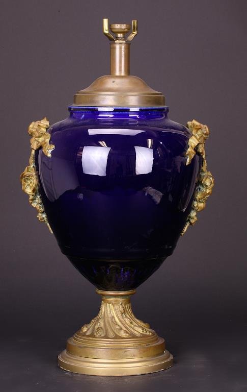 FRENCH SEVRES STYLE COBALT BLUE PORCELAIN VASE (1 of 1)