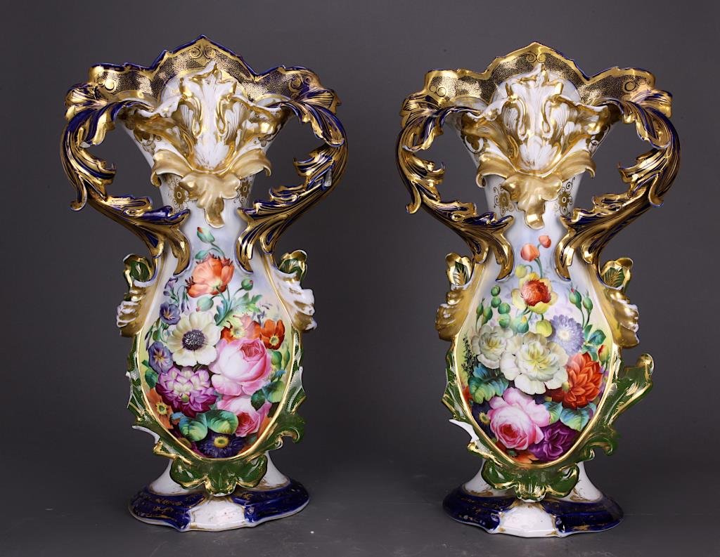 PAIR OF LARGE PARIS PORCELAIN VASES (1 of 1)