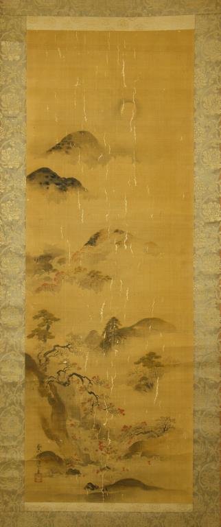 JAPANESE LANDSCAPE SCROLL PAINTING (1 of 3)
