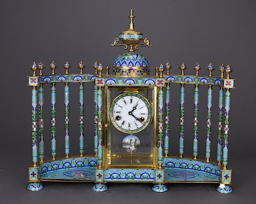 CHINESE CLOISONNE MANTEL CLOCK (1 of 1)