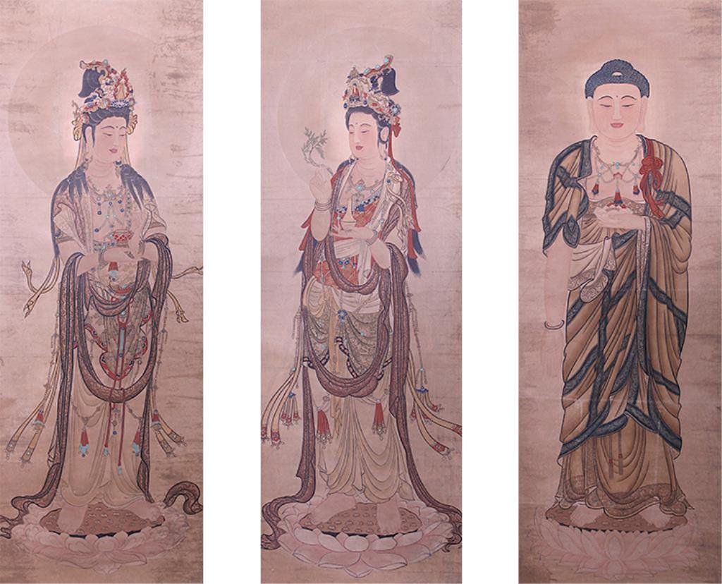 THREE CHINESE SCROLL PAINTINGS OF GUANYIN (1 of 4)