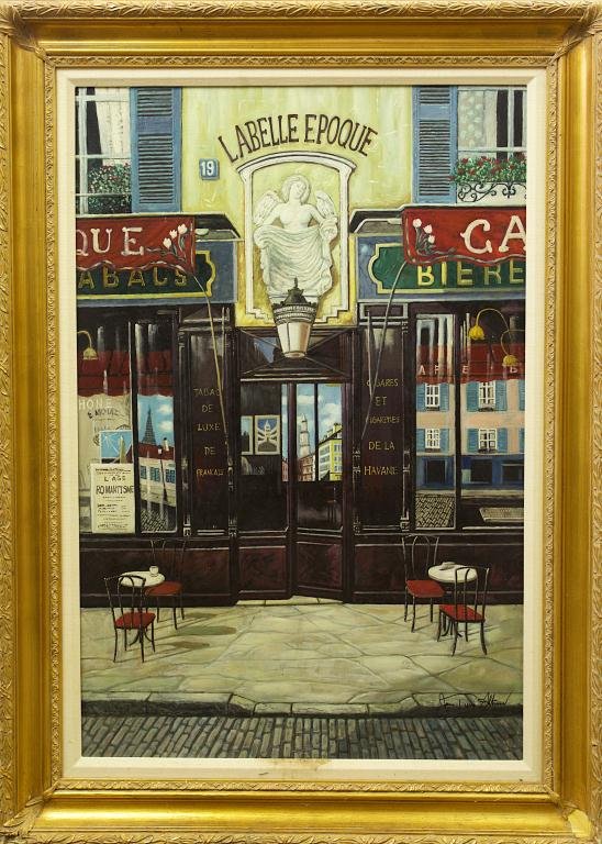 FRAMED OIL ON CANVAS PAINTING "LA BELLE EPOQUE" (1 of 2)