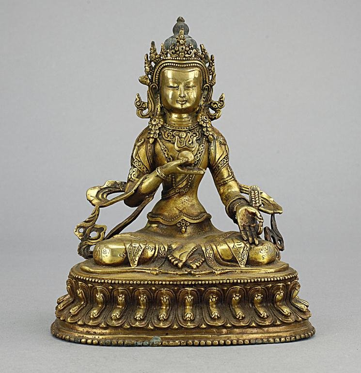 TIBETAN GILT BRONZE FIGURE OF SEATED BODHISATTVA (1 of 4)