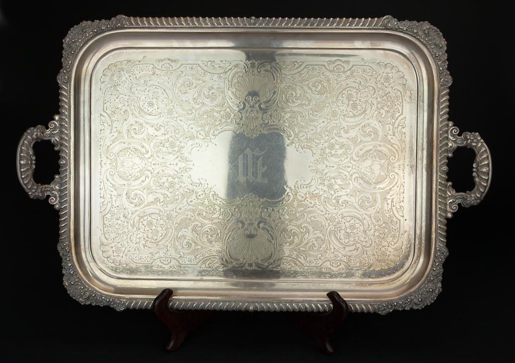 LARGE ENGLISH REED & BARTON SILVER TRAY (1 of 2)