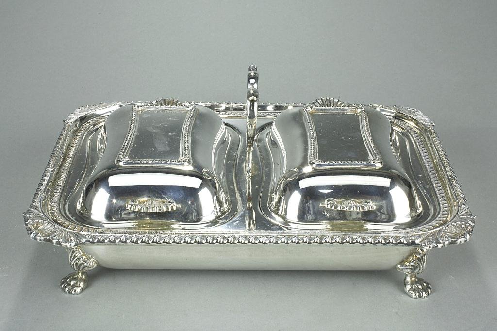 ENGLISH SILVER PLATED TWO SECTION ENTREE DISH (1 of 4)