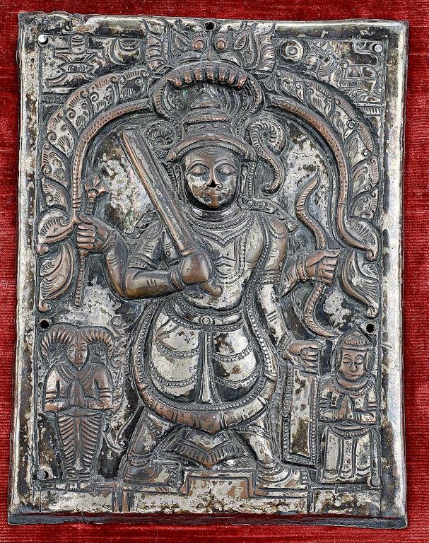 ANTIQUE TIBETAN BRONZE MOUNTED PLAQUE (1 of 3)