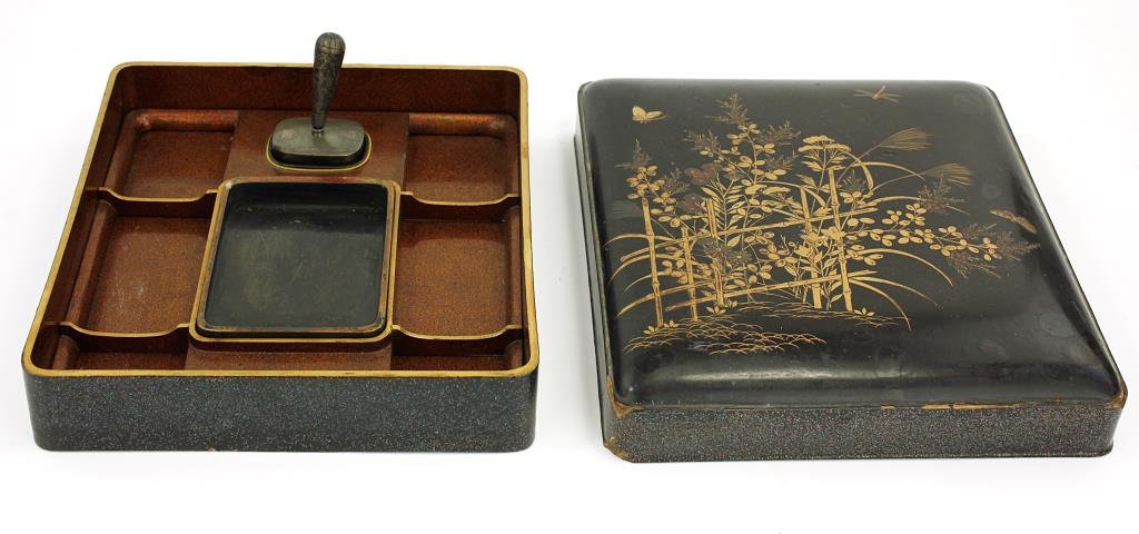 JAPANESE LACQUER BOX CONTAINING WRITING UTENSILS (1 of 3)