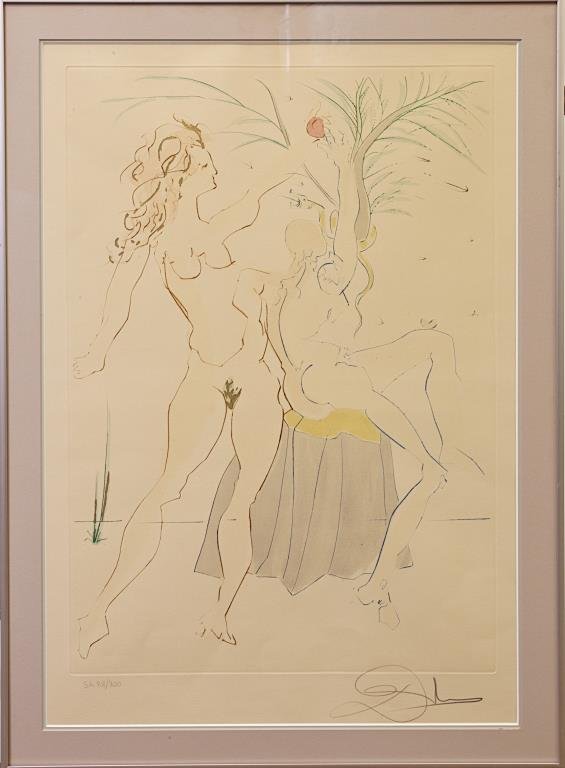 FRAMED  PRINT OF SALVADOR DALI'S "ADAM AND EVE" (1 of 2)