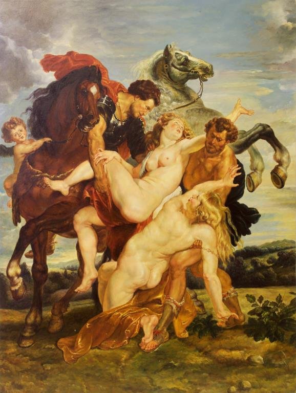OIL ON CANVAS PAINTING OF THE RAPE OF THE SABINE WOMEN (1 of 1)
