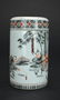 CHINESE CYLINDRICAL LIDDED FIGURAL JAR - 2