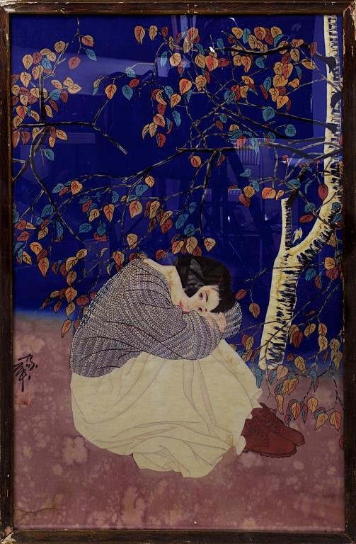 FRAMED CHINESE PAINTING OF A YOUNG GIRL (1 of 2)