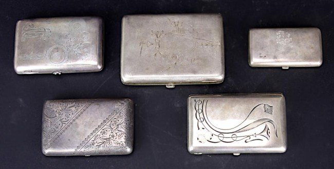 FIVE RUSSIAN SILVER CIGARETTE CASES (1 of 2)