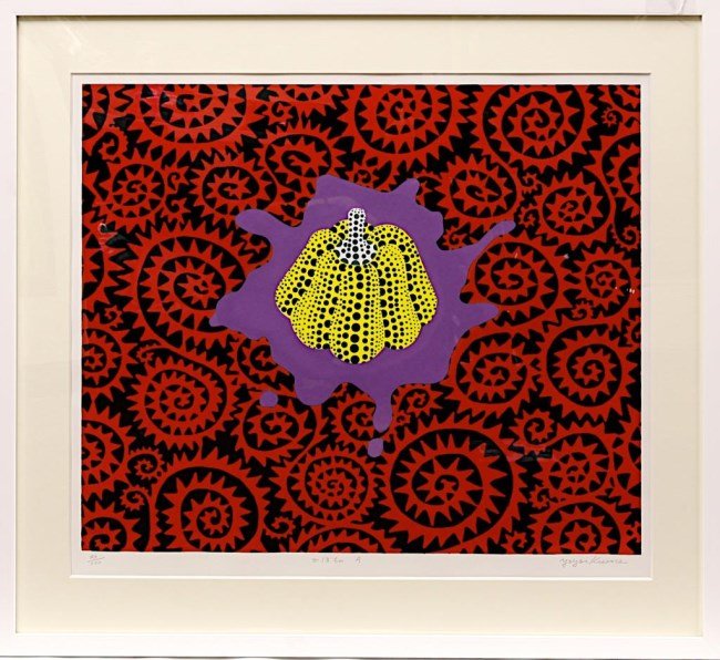 FRAMED YAYOI KUSAMA PUMPKIN LITHOGRAPH PRINT (1 of 2)