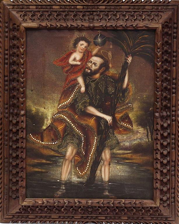 FRAMED OIL ON CANVAS PAINTING OF RELIGIOUS SCENE (1 of 1)