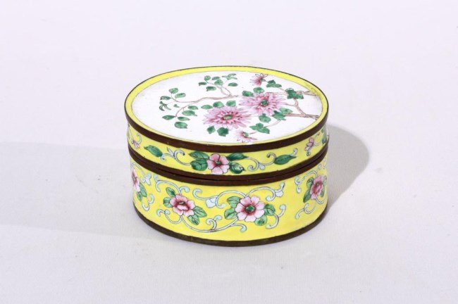 CHINESE CLOISONNE OVAL SHAPED BOX WITH COVER (1 of 1)