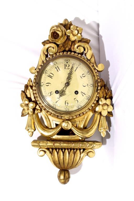 EUROPEAN GILTWOOD WALL HANGING CLOCK (1 of 1)