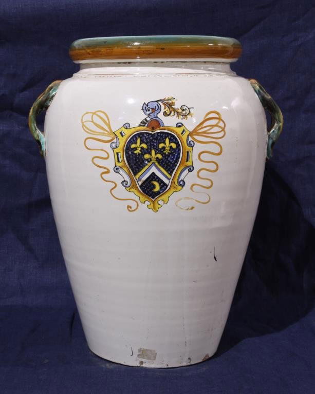 LARGE EUROPEAN MILKY WHITE GLAZED POTTERY VASE (1 of 1)