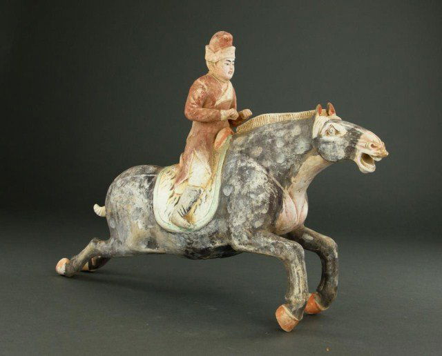 CHINESE PAINTED POTTERY EQUESTRIAN (1 of 2)