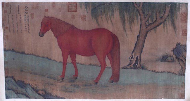 LARGE CHINESE PAINTING ON PAPER OF A HORSE (1 of 4)