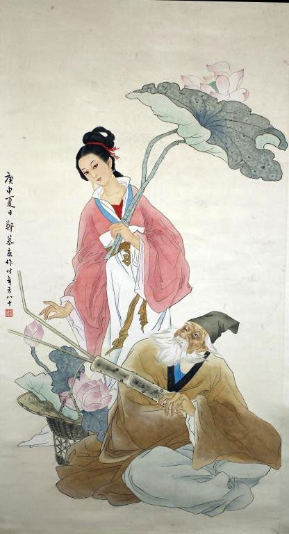 CHINESE SCROLL PAINTING OF TWO IMMORTALS (1 of 1)