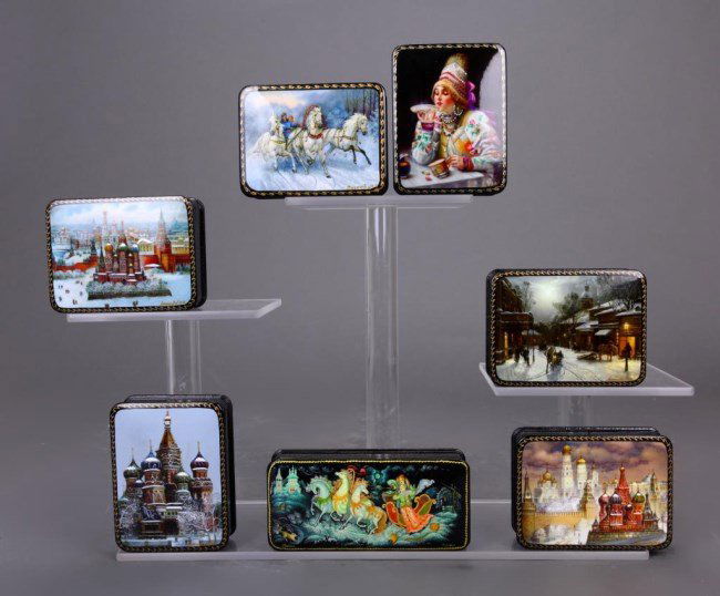 SET OF SEVEN RUSSIAN LACQUERED BOXES (1 of 4)
