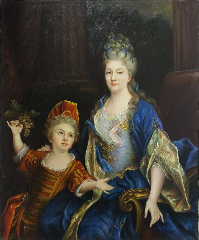 OIL ON CANVAS PORTRAIT OF A WOMAN AND CHILD (1 of 2)