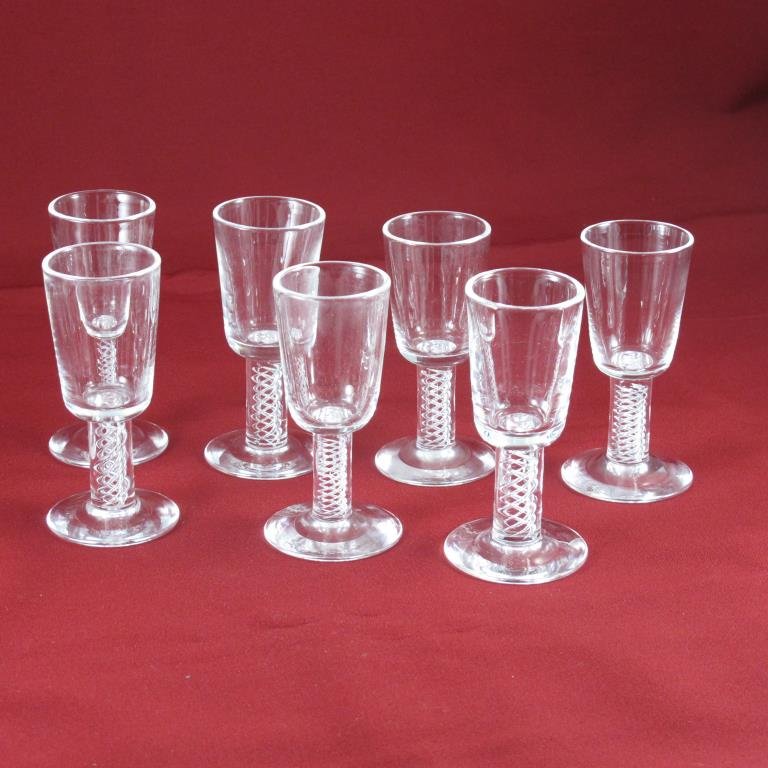 Steuben "Air Twist"  Shot Glasses (7), Signed (1 of 4)