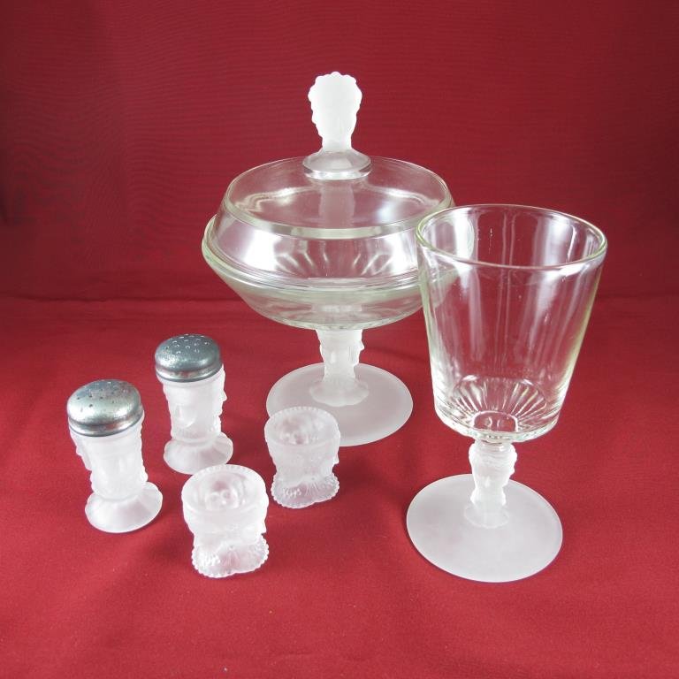 Three Faces Compote, Salt & Pepper, Salts & Goblet (1 of 7)