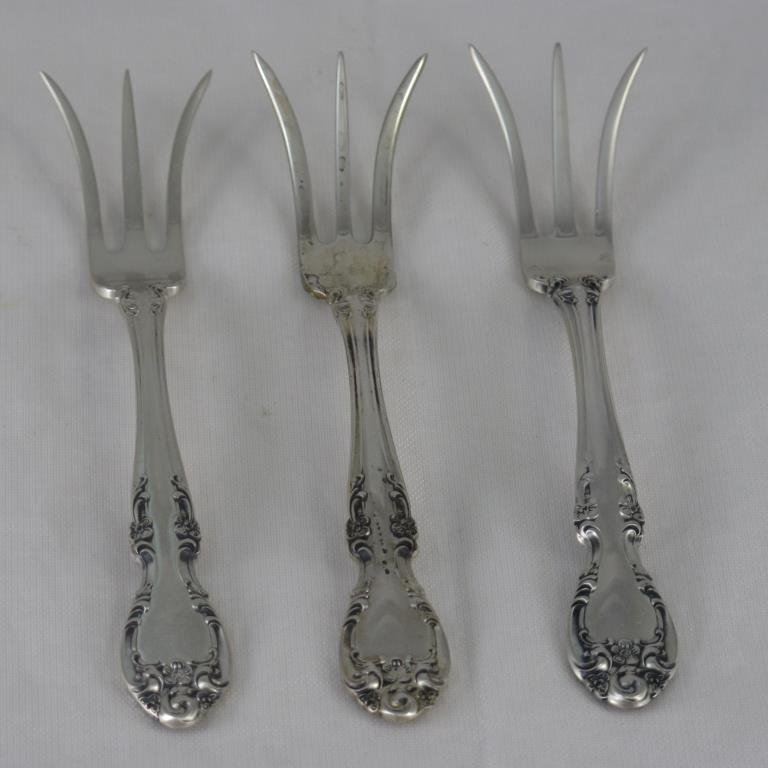 Sterling, 3 each lemon forks Gorham Melrose 0.50 o: 3 each lemon forks Gorham Melrose 0.50 ozt each