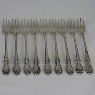 Sterling, 9 Oyster Forks Gorham Melrose .67ozt eac: 9 Oyster Forks Gorham Melrose; .67 ozt each