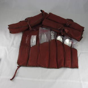 Sterling, 4 ea, 6 pc place settings Gorham Melrose: 4 each 6 pc place settings, Gorham Melrose 1-Dinner Knife, 1- Dinner Fork, 1- Salad Fork, 1- Soup Spoon, 1- teaspoon in each of the place settiings; each piece in plastic bag and in place setting clot