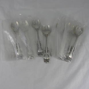 Sterling, 8 Ice Cream Forks, Gorham Melrose: 8 Ice Cream Forks Gorham Melrose; .94 ozt each; most in sealed plastic sleeve;