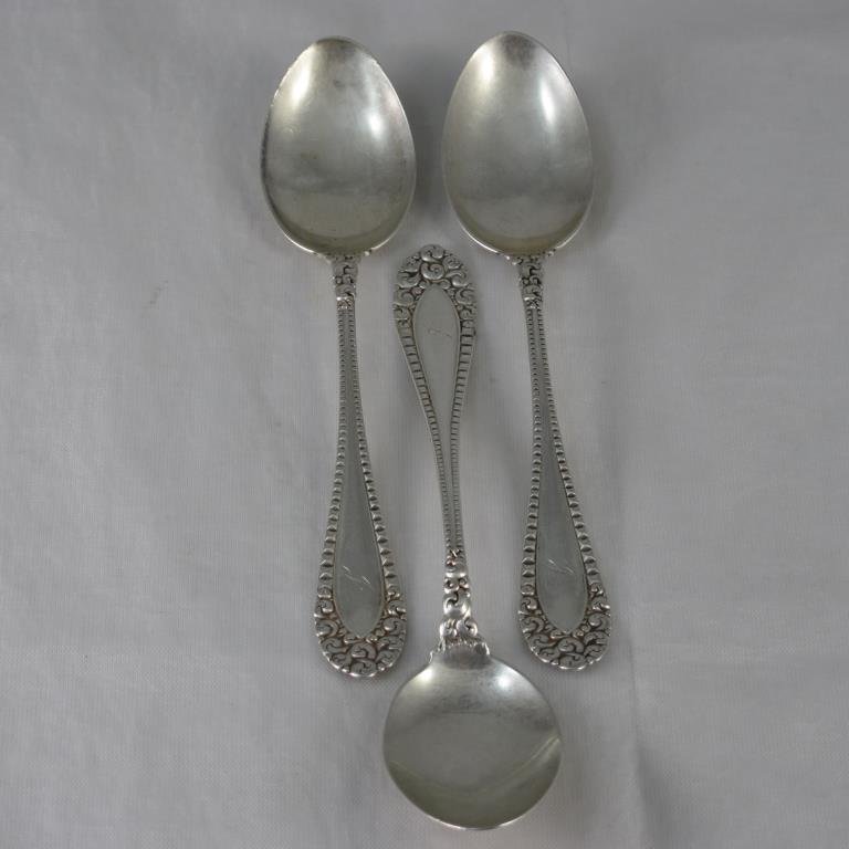 Sterling, 3 teaspoons, monogram "J" (1 of 4)