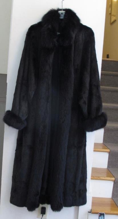 Black Dyed Weasel/Fox Coat with Leather Liner (1 of 7)