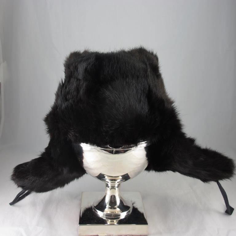 Man's Black Fur Hat with ear flaps (1 of 3)