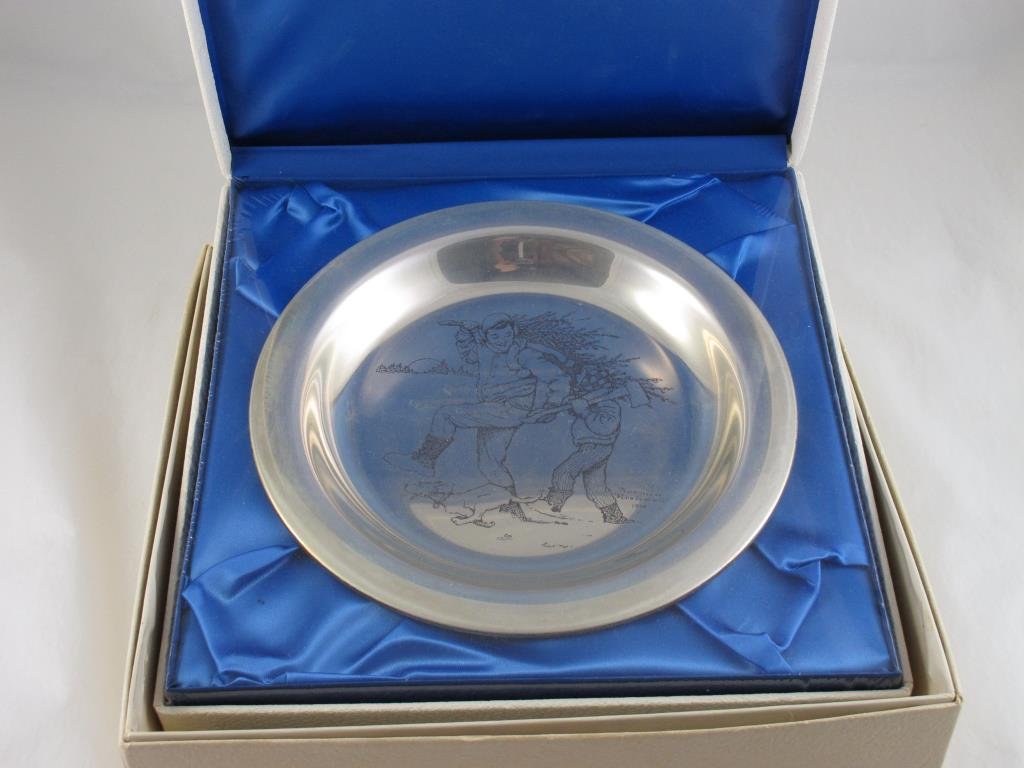 Sterling "Bringing Home the Tree" by N. Rockwell (1 of 3)