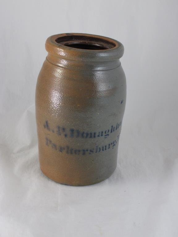 Antique A. P. Donaghho Stoneware Pottery Crock