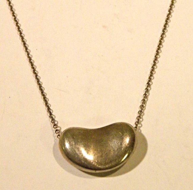 Tiffany Necklace: SS Tiffany Elsa Peretti Necklace with Bean Pendant 8.1Grams