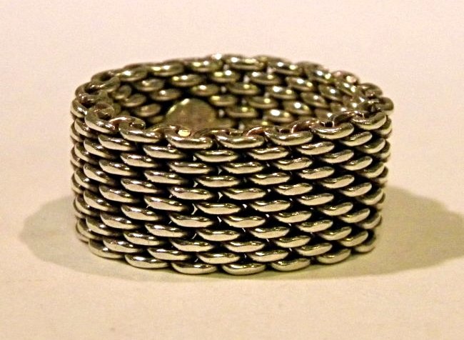 Tiffany Ring: SS Tiffany Mesh Ring Size 6 8.3 Grams