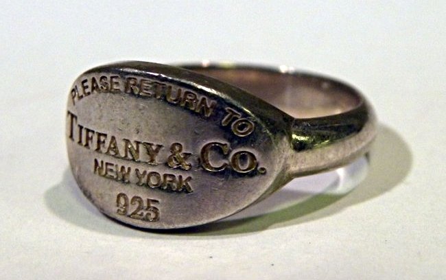 Tiffany Ring: SS Tiffany Ring With Return to Tiffaany on Ring Face Size 5 4.0 Grams