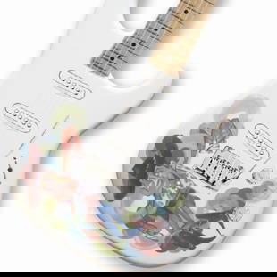 Pixar's "Woody": Pixar artist Scott Morse sketched and painted Toy Story protagonist, Woody, onto this Fender® Stratocaster®. Included with the guitar will be an original framed pencil sketch of Woody by Scott