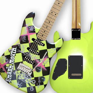 Smash Mouth: Smash Mouth, an American rock band from San Jose, California, was formed in 1994 and are known for such songs as "Walkin' on the Sun" (1997) and "All Star" (1999). This guitar was painted and signed