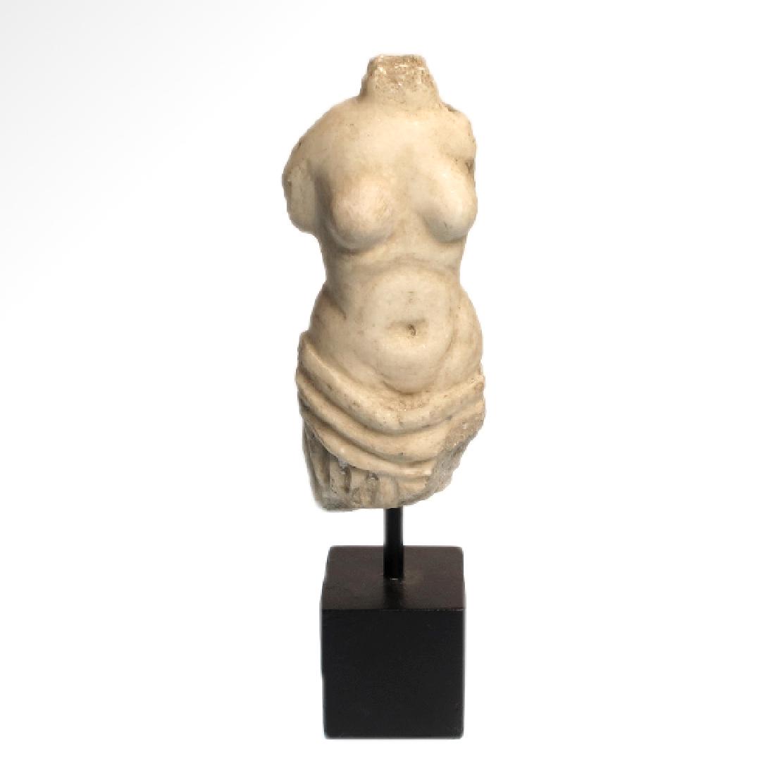 Roman Marble Nude Figure of Venus, 2nd -3rd Century AD: Roman Marble Nude Figure of Venus, c. 2nd -3rd Century A.D. Standing nude with towel wrapped around her hips. Size:13.7 cm H - 5 3/8 inches Material:Marble Culture:Roman, c. 2nd -3rd Century A.D. Pr